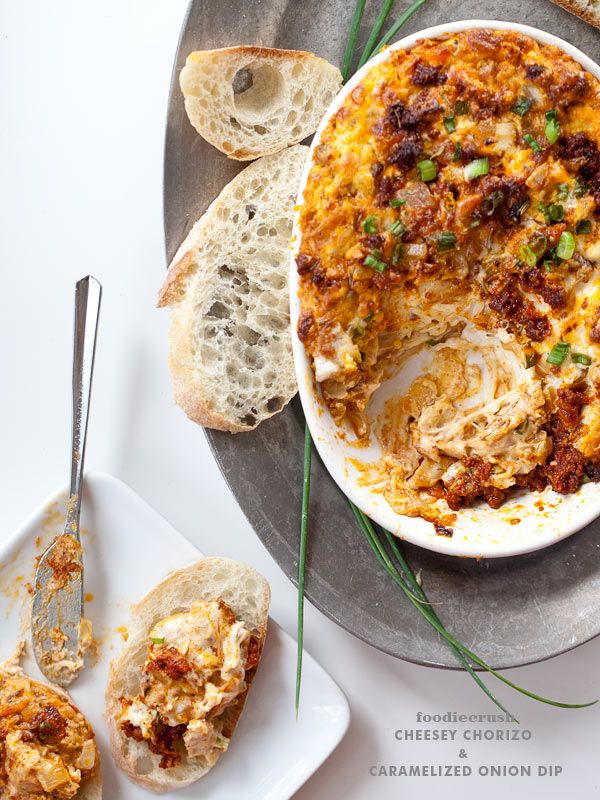 Oscars party tips: Easy recipes including Chorizo and Carmelized Onion Cheese Dip | Foodie Crush