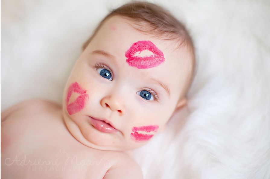 Lipstick kisses baby Valentine's Day photo | Cool Mom Picks