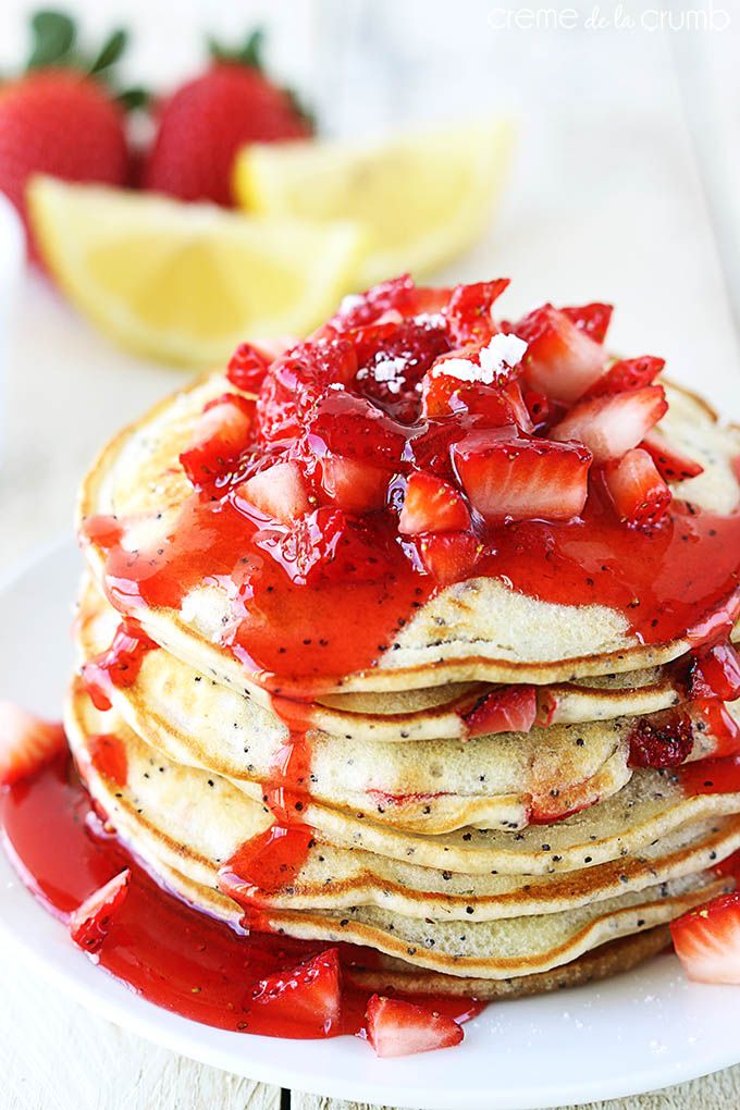 Valentine's Day Strawberry Lemon Poppyseed Pancakes | Cool Mom Picks