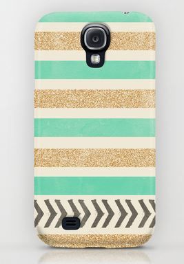 Mint and Gold Stripes case for Samsung S4 | Cool Mom Tech 