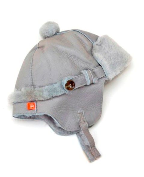 Winter accessories for toddlers: Elks and Angels gray leather shearling hat