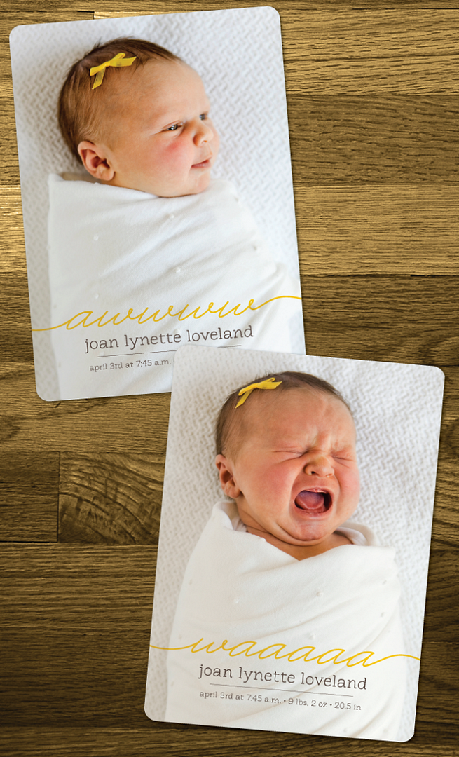 Creative birth announcement photo ideas| Awww Waaa birth announcement at Ollibird