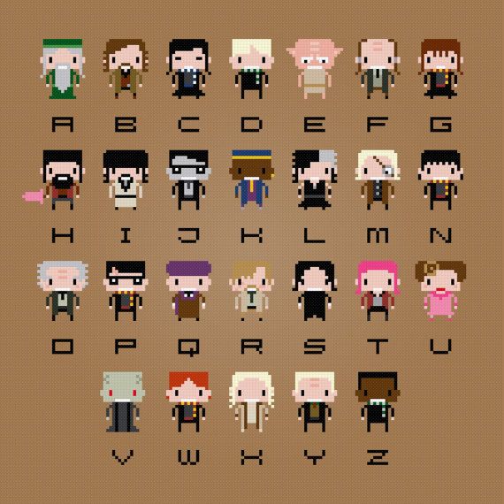 Harry Potter geeky cross stitch alphabet - Amazing Cross Stitch on Etsy