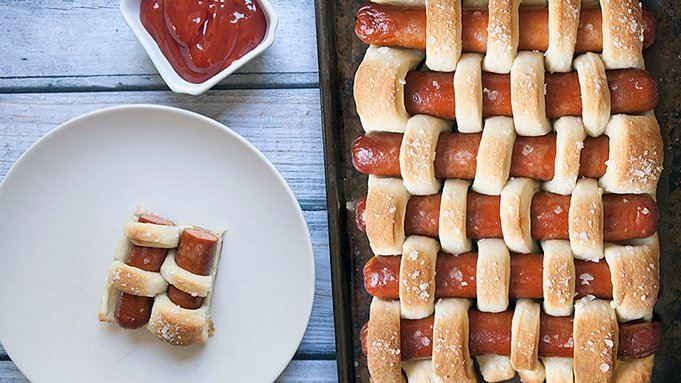 Hot dog recipes: Pretzel Woven Hot Dogs at Tablespoon | Cool Mom Picks