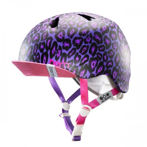 Bern cool bike helmet for kids - purple leopard | Cool Mom Picks