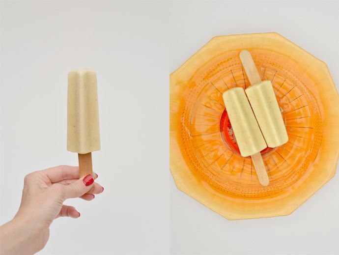  Peaches and Cream with Basil and Honey popsicle recipe by Swoon Studio