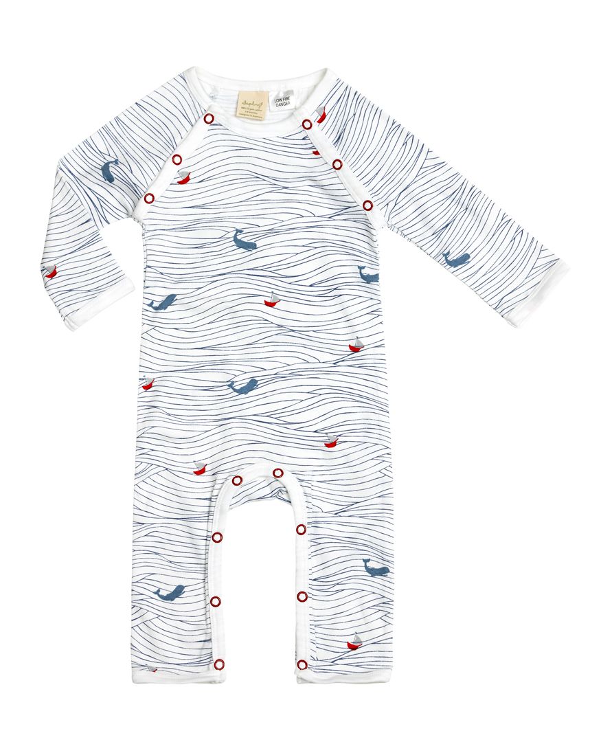 Sapling Child organic baby clothes: Captain Ahab whale romper