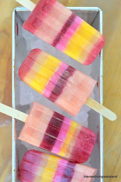 Best gourmet popsicle recipes:  Striped fruity popsicles by The View from Great Island