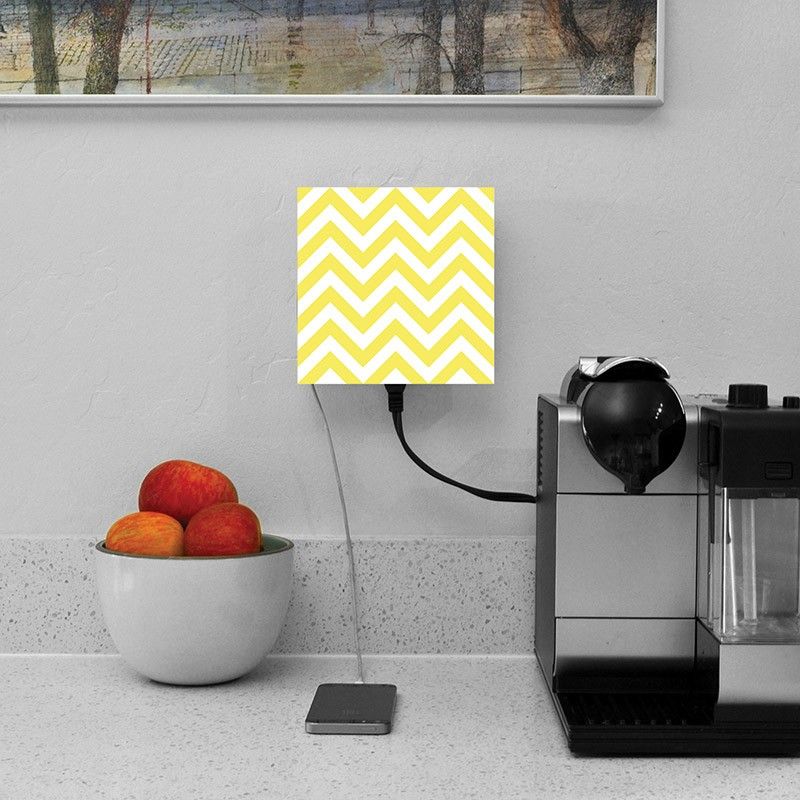 Yellow Chevron faceplate for the LivingPlug INLET   | Cool Mom Tech
