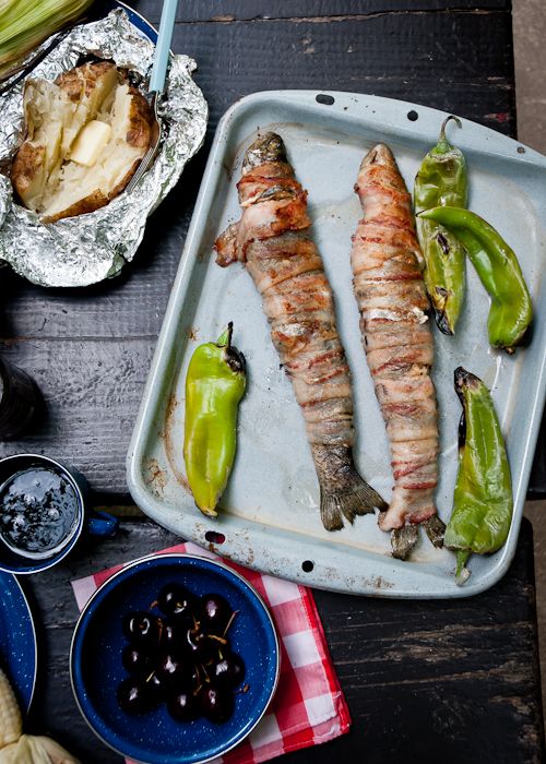 Camping recipes: Campfire Bacon Wrapped Trout at Design Mom | Cool Mom Picks