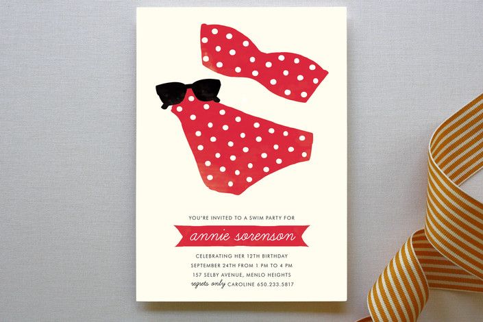 Polka Dot Swim Children's Birthday Party Invitations by Olive and Jude at Minted 