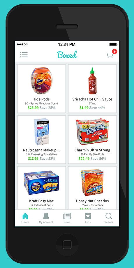 The Boxed app is a grocery delivery service with wholesale club prices (and sizes).