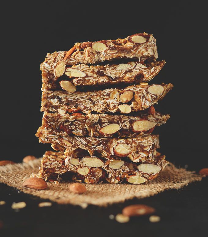 Healthy snacks for kids: 5-Ingredient, No-Bake Homemade Granola Bars at Minimalist Baker | Cool Mom Picks