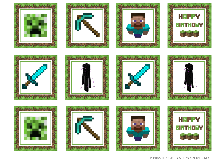 Free printable Minecraft cupcake toppers from Printabelle | Cool Mom Picks