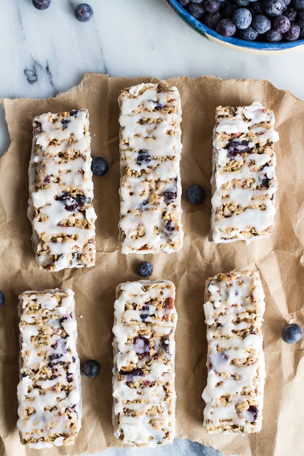 Travel snack recipes: Blueberry Vanilla Yogurt Granola Bars at Half Baked Harvest