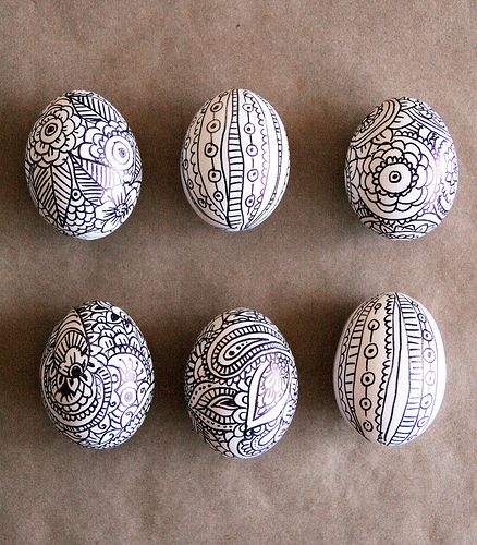 Sharpie Doodles Easter egg decorating ideas by Alisa Burke: Our kids would LOVE coloring these in.