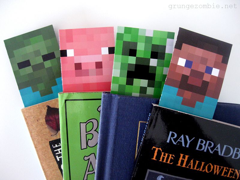 Free printable Minecraft bookmarks at Grunge Zombie  | Cool Mom Picks