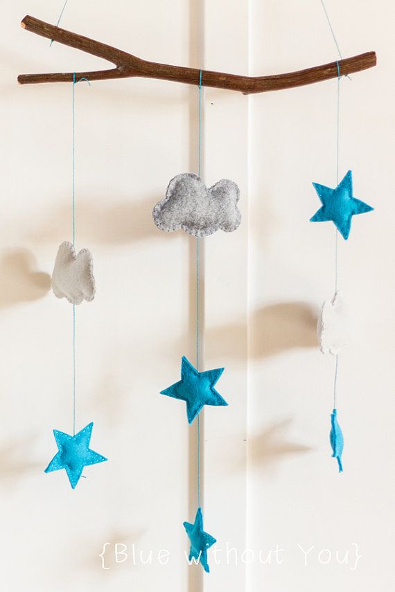Modern baby mobiles - clouds and stars by Blue Without You | Cool Mom Picks
