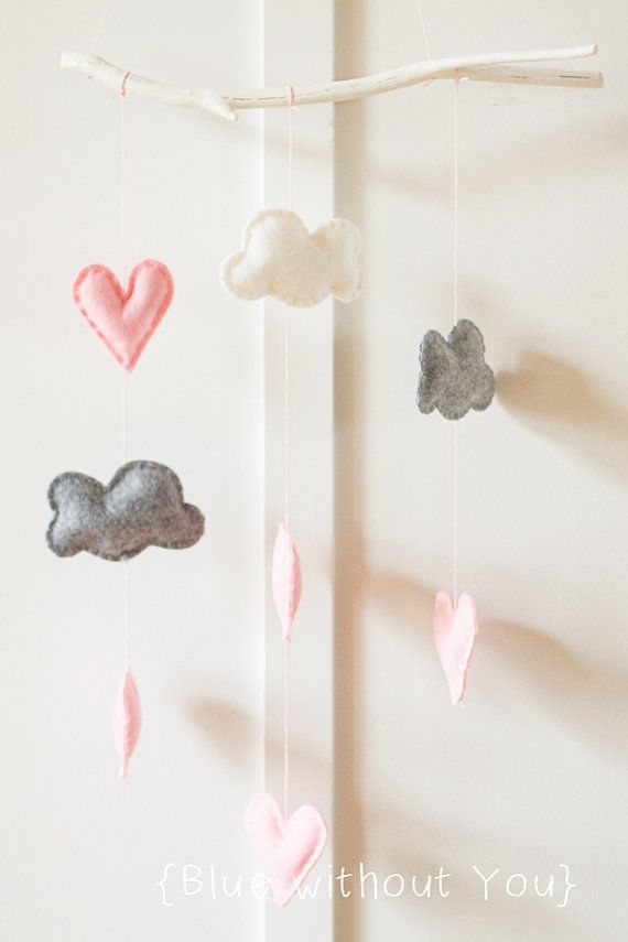 Hearst and Clouds Modern Baby Mobile by Blue Without You on Etsy