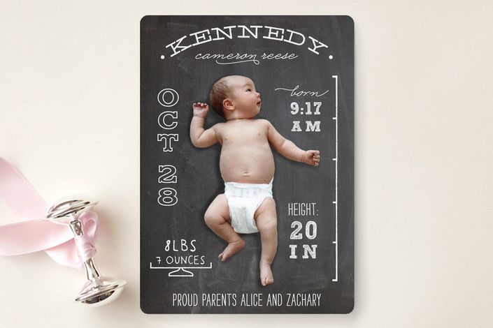 Minted Birth Announcements - Chalkboard Stats  | Cool Mom Picks