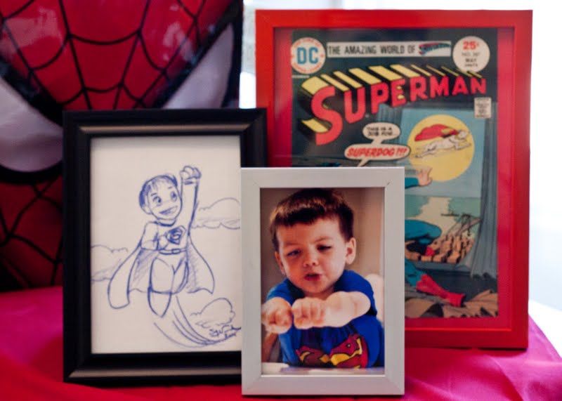 Superhero party ideas: framed decorations from Head Above Water 
