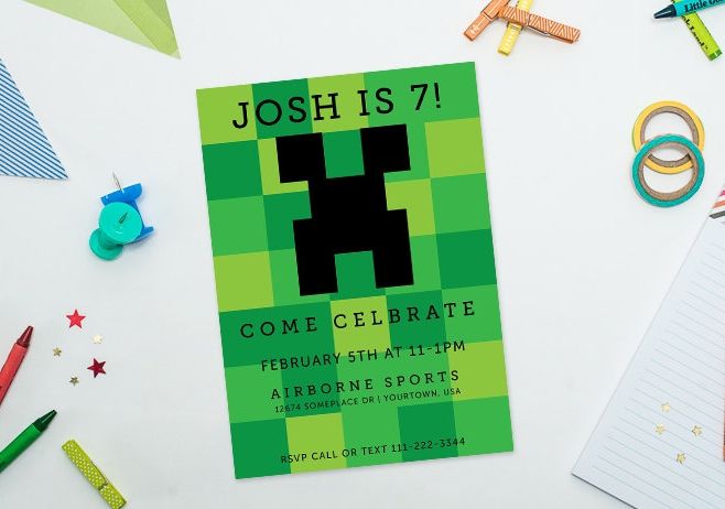 Minecraft birthday party ideas: printable Invitation  | Cool Mom Picks