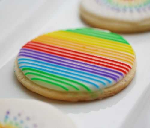 Rainbow striped cookies at I Am Baker | Cool Mom Picks