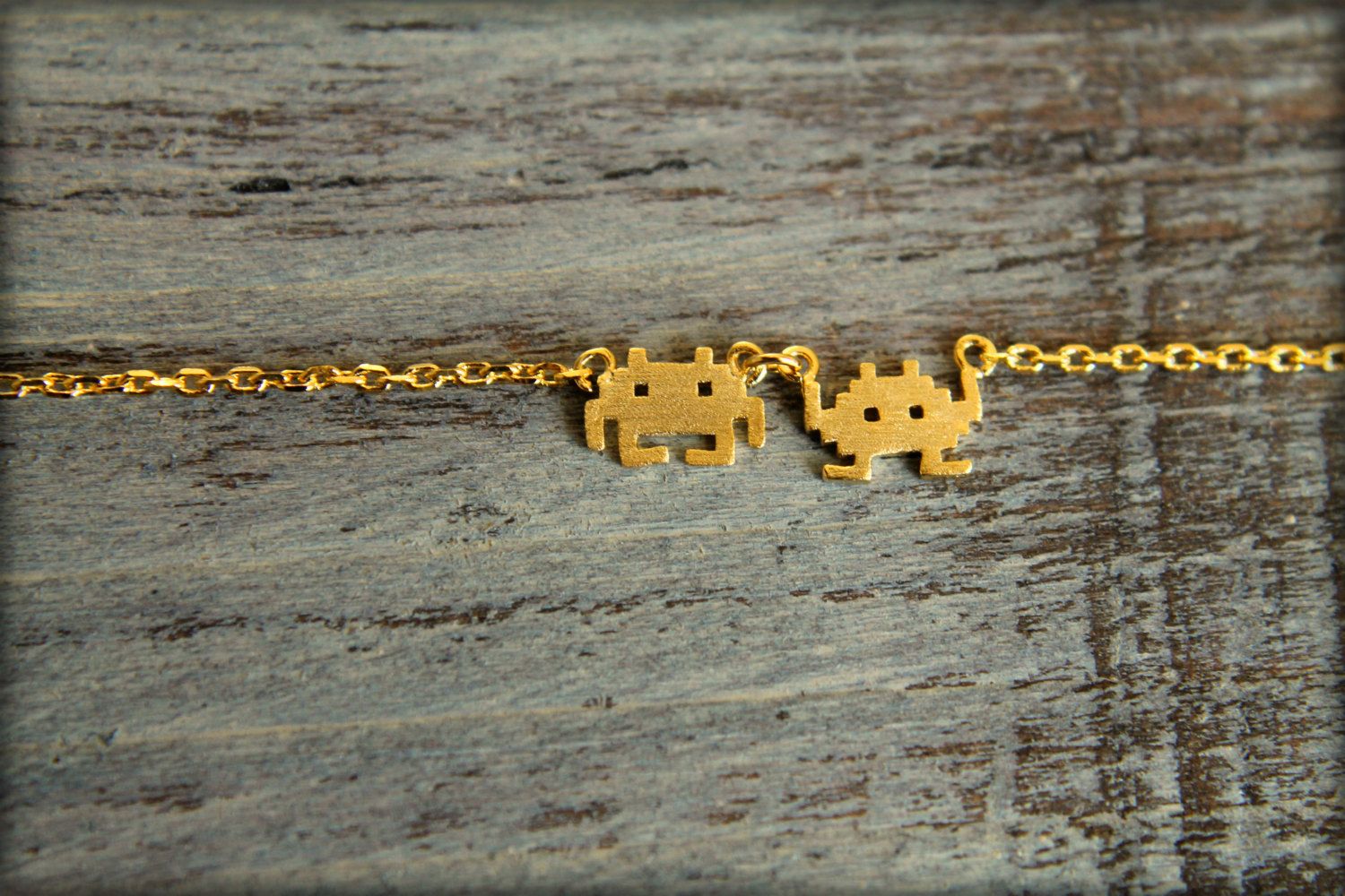 cool geeky jewelry: 8-bit Space Invaders necklace | cool mom tech