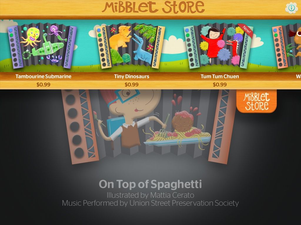 Mibblio's storefront for the interactive music app | Cool Mom Tech