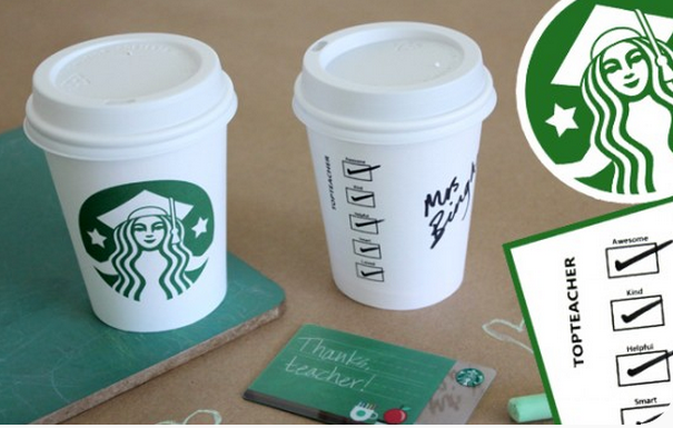 DIY Starbucks coffee cup gift card holder for teachers on Alpha Mom