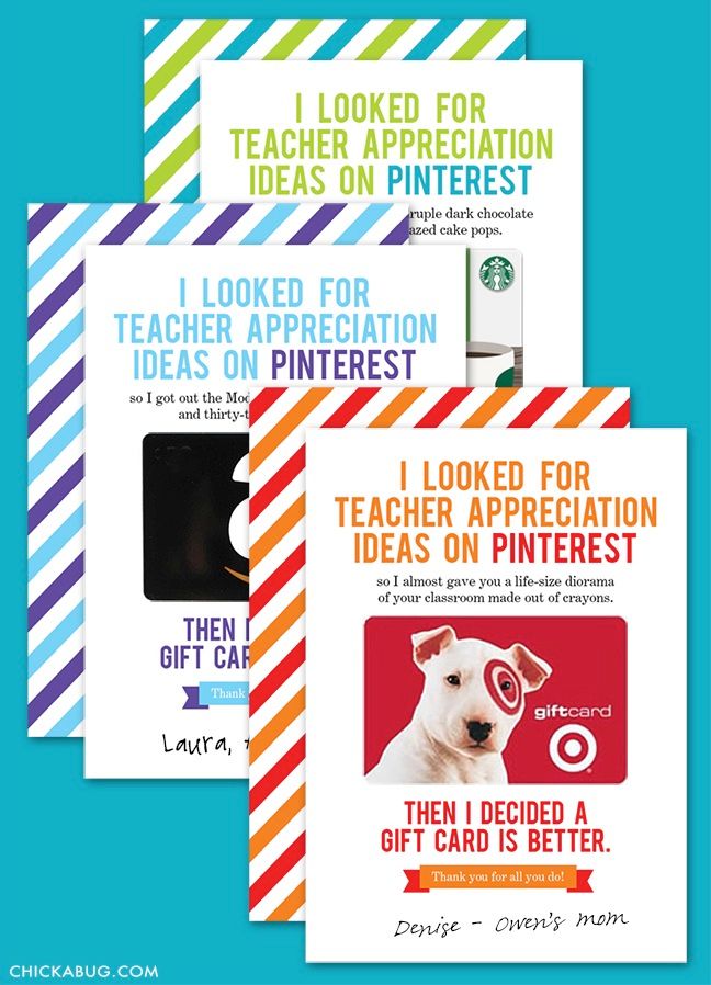 Free printable gift card holder for teachers with a sassy Pinterest reference