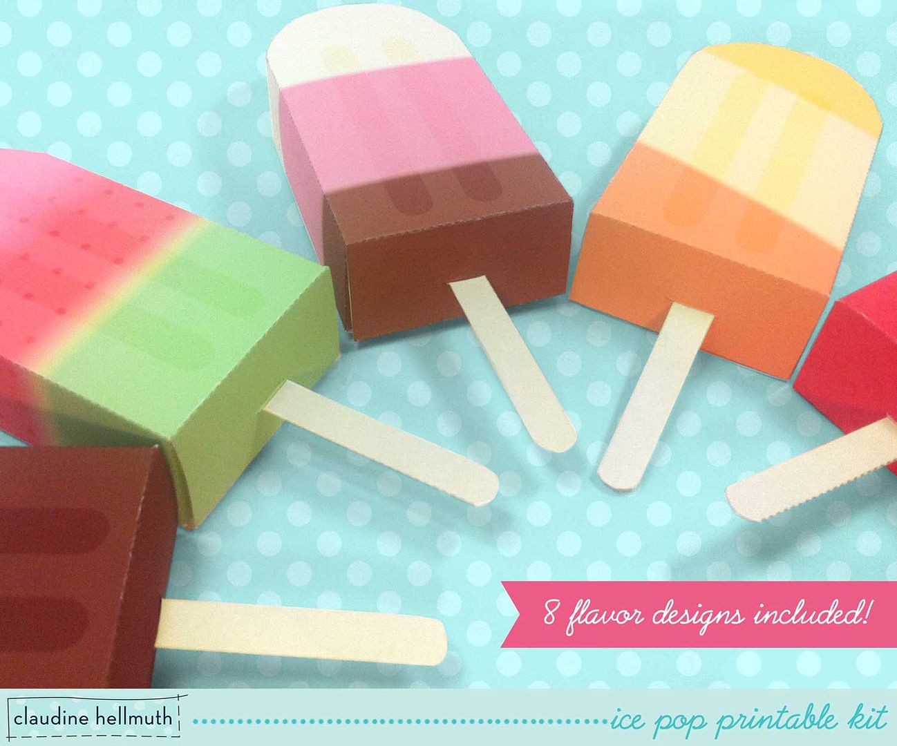 Printable popsicle gift card holder by Claudine Helmuth