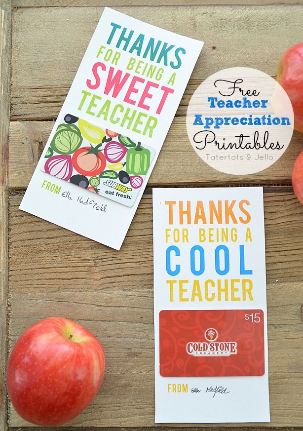 Free printable gift card holder for teachers at Tatertots and Jello 