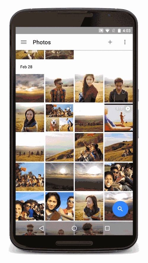 Google Photos app keeps photos organized with face recognition and metadata. No tagging!