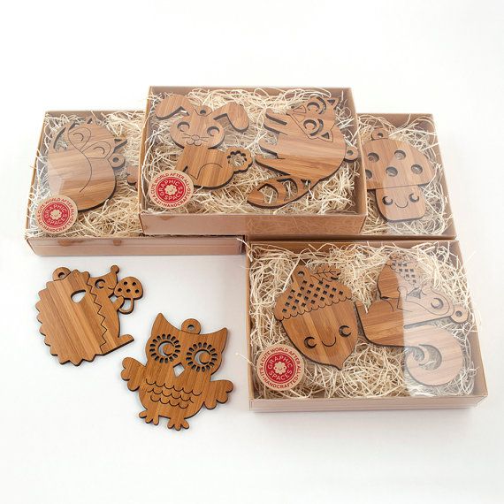 Handmade wooden woodland creature ornaments from Graphic Spaces Wood: Cute!