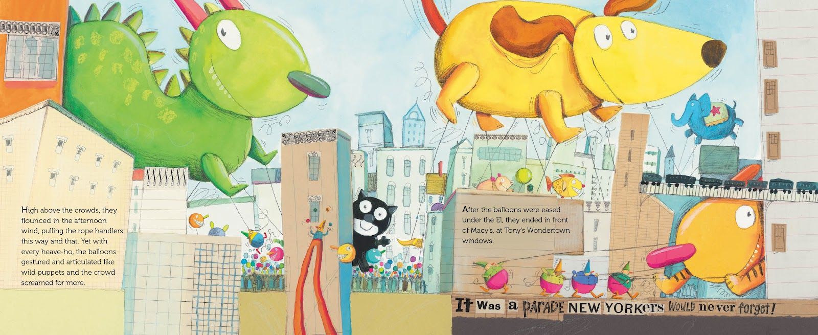 Learn about being a puppeteer at the Macy's Parade! : Balloons Over Broadway by Melissa Sweet | Thanksgiving books for kids