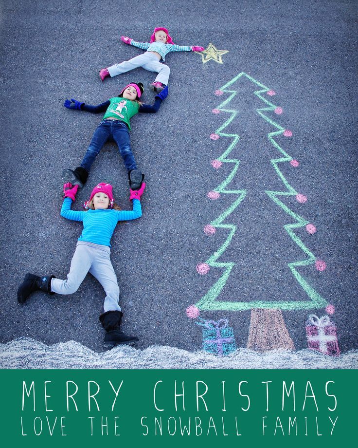 Creative holiday photo cards: Chalk drawing by Brooke Elggren Snowball