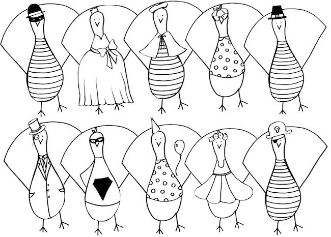 Free Thanksgiving printable: Dress-up turkeys for kids who love paper dolls