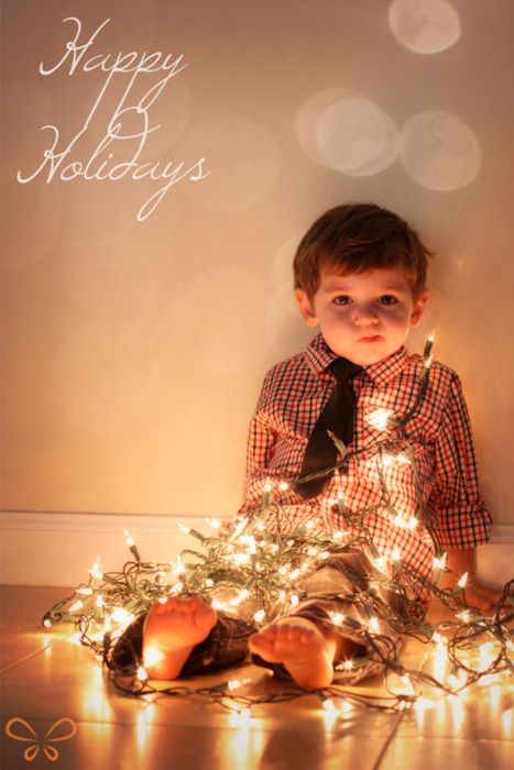 Creative holiday photo cards: Christmas lights by JoopJoop Designs