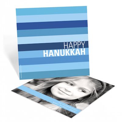 Pear Tree Greeting shades of stripes in blue Hanukkah card