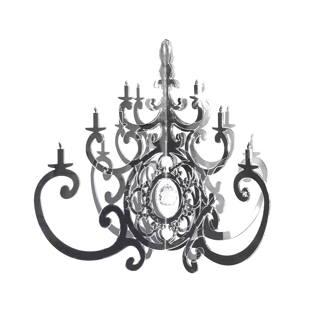 A fancy mirror chandelier that's purely decorative. 