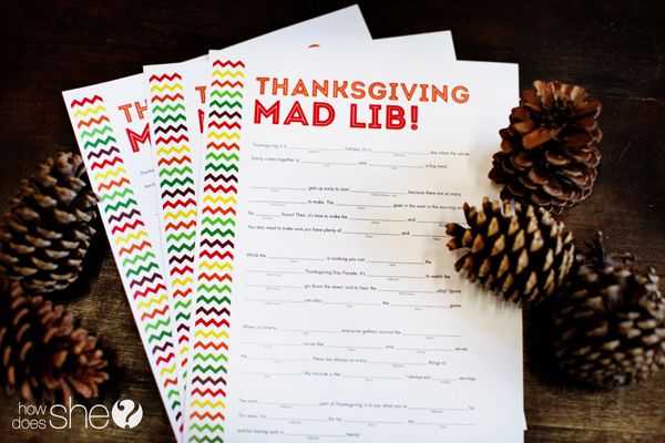 Free Thanksgiving printable Mad Libs by How Does She