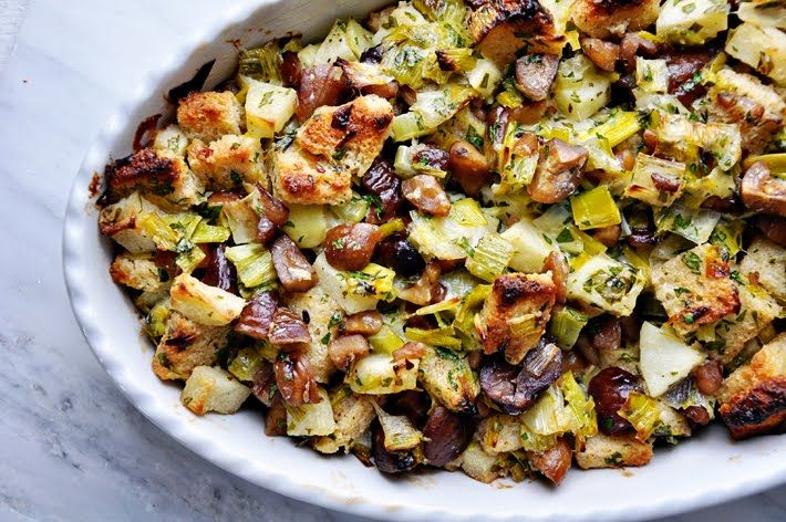 Thanksgiving stuffing recipe: Chestnut Stuffing with Leeks and Apple | The Parsley Thief
