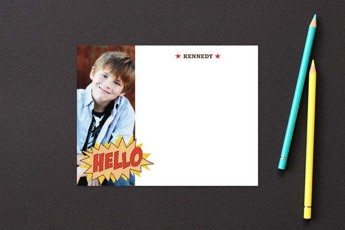 Cool comic book custom photo notecards for kids