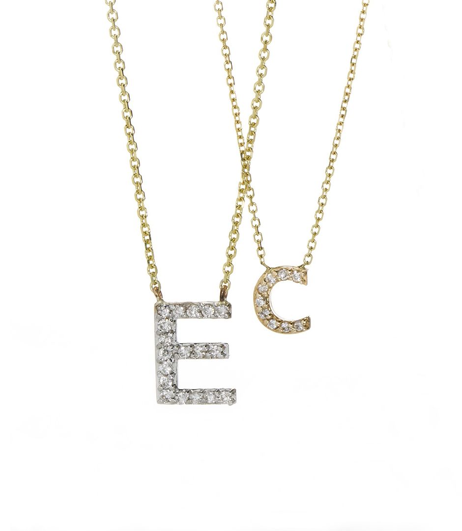 Personalized jewelry gifts: Custom pavé letter necklaces at Charm and Chain