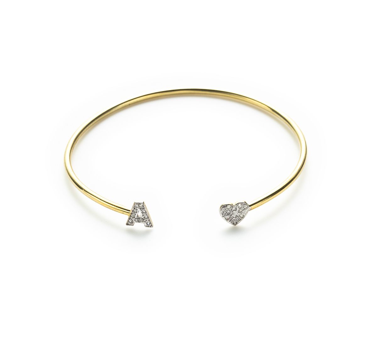 Personalized Jewelry gifts: Custom letter and heart bangle 