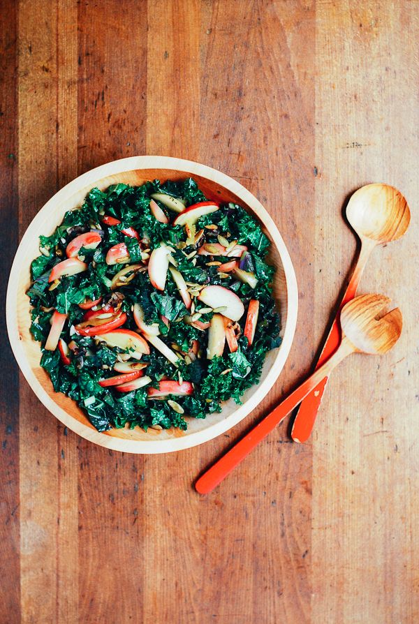 Fall salad recipes: Kale Salad with Sauteed Apples | Brooklyn Supper