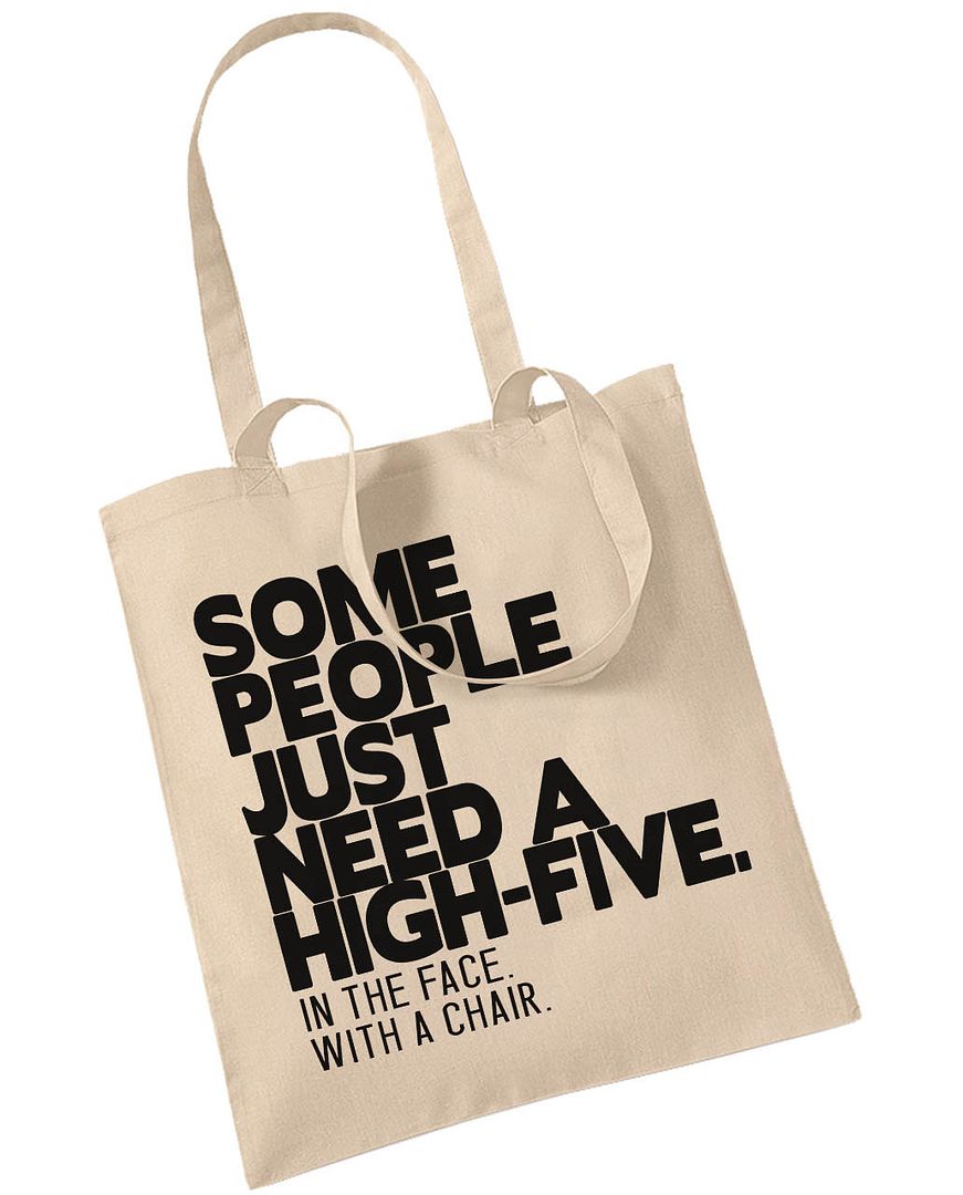 Some People Just Need A High Five reusable shopping bag at Blue Ivory Lane Etsy Shop
