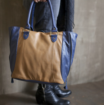 Looptworks leather tote made from recycled leather from Southwest Airlines seats!