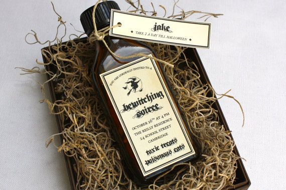 Apothecary jar handmade Halloween invitation by Still River Press